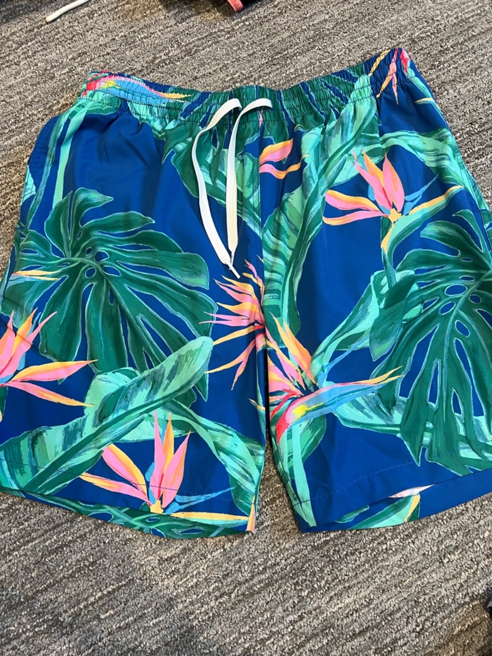 chubbies Blue Tropical Leaf Swim Trunks